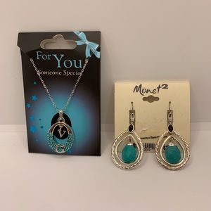 18k gold plated necklace with pair of earrings